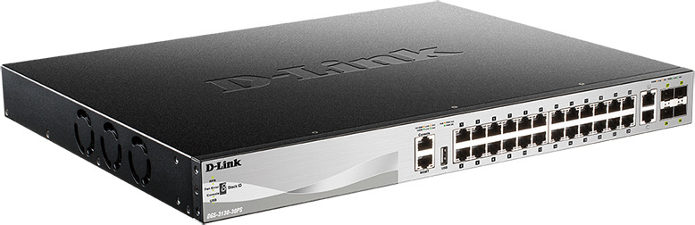 Коммутатор D-Link DGS-3130-30PS/B DGS-3130-30PS/B2A (L3) 24x1Гбит/с 2x10Гбит/с 4xКомбо(10GBase-T/SFP