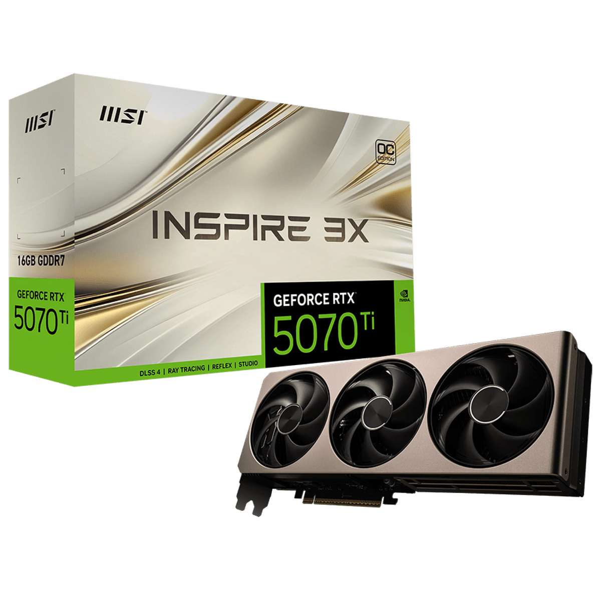 Видеокарта MSI PCI-E 5.0 RTX 5070 TI 16G INSPIRE 3X OC NVIDIA GeForce RTX 5070TI 16Gb 256bit GDDR7 2