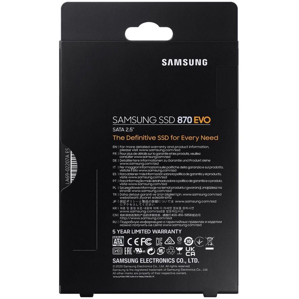 Твердотельный накопитель SSD Samsung 2.5" 500GB 870 EVO Client SSD MZ-77E500B SATA 6Gb/s, 560/5