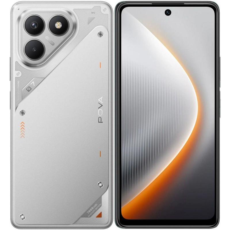 Смартфон Tecno Pova 7 Neo 128Gb 8Gb серебристый моноблок 3G 4G 2Sim 6.8" 1080x2460 Android 14 108Mpi