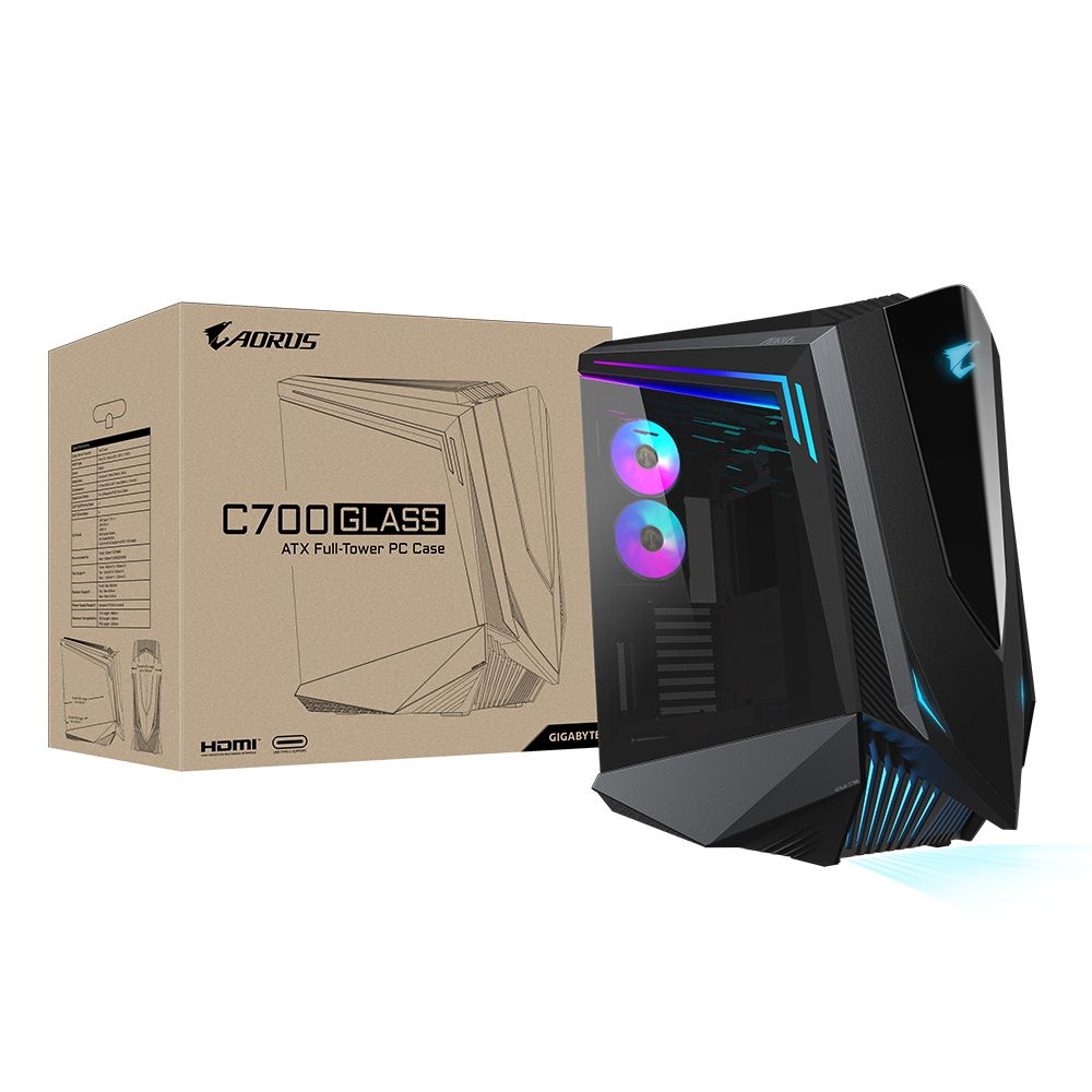 Корпус Gigabyte AORUS C700 Glass FullTower, E-ATX, USB-C x1, USB3.0 X4, HDMI x1, Audio I/O, Black, T