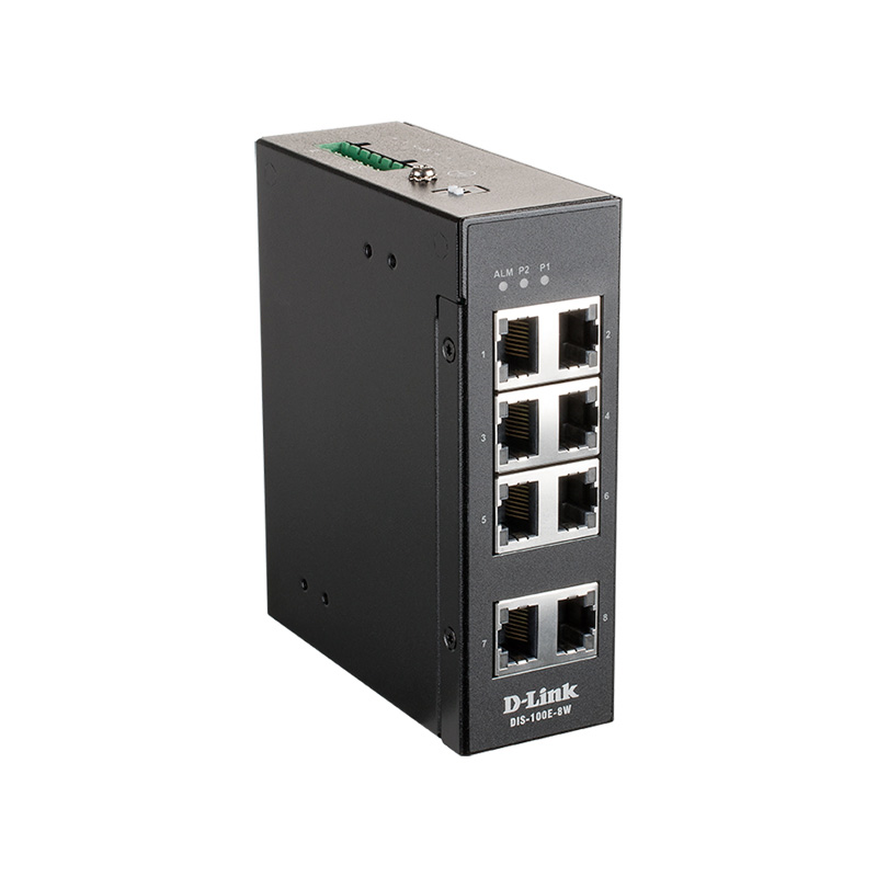 Коммутатор D-Link DIS-100E-8W/A1A, L2 Unmanaged Industrial Switch with 8 10/100Base-TX ports.1K Mac 