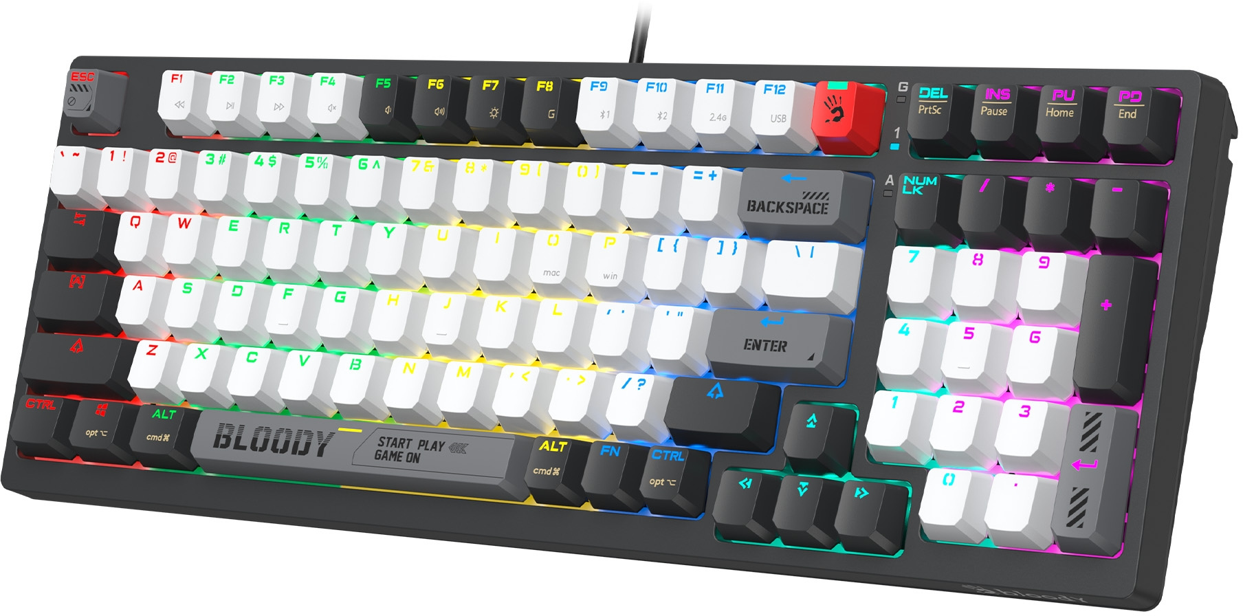 Клавиатура A4Tech Bloody WS98 механическая черный/серый USB беспроводная BT/Radio Multimedia for gam