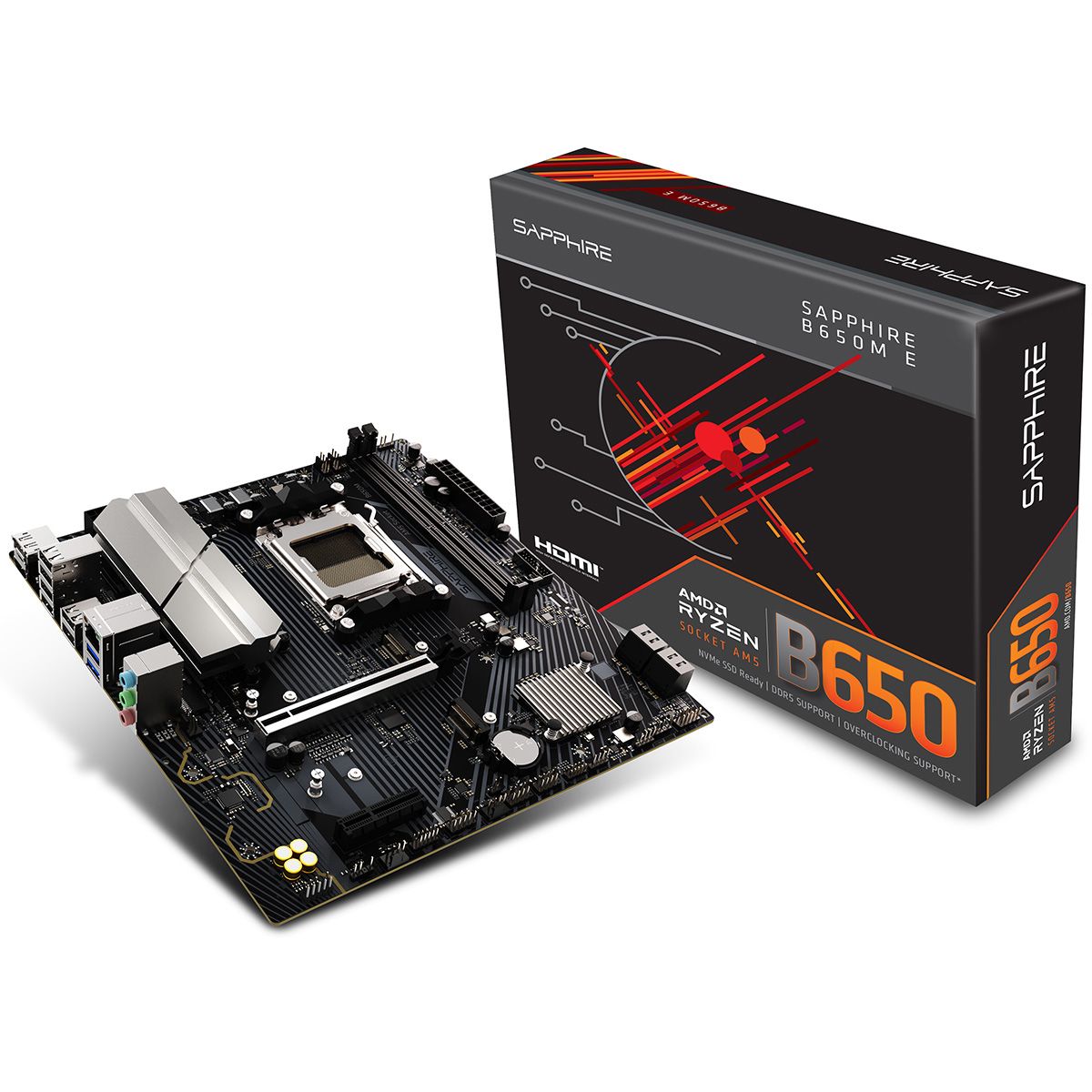 Материнская плата Sapphire B650M-E B650, AM5, 2*DDR5, 1*PCIEx16, 1*PCIEx4, 2*M.2, 4*USB3.2Gen1, 10*U
