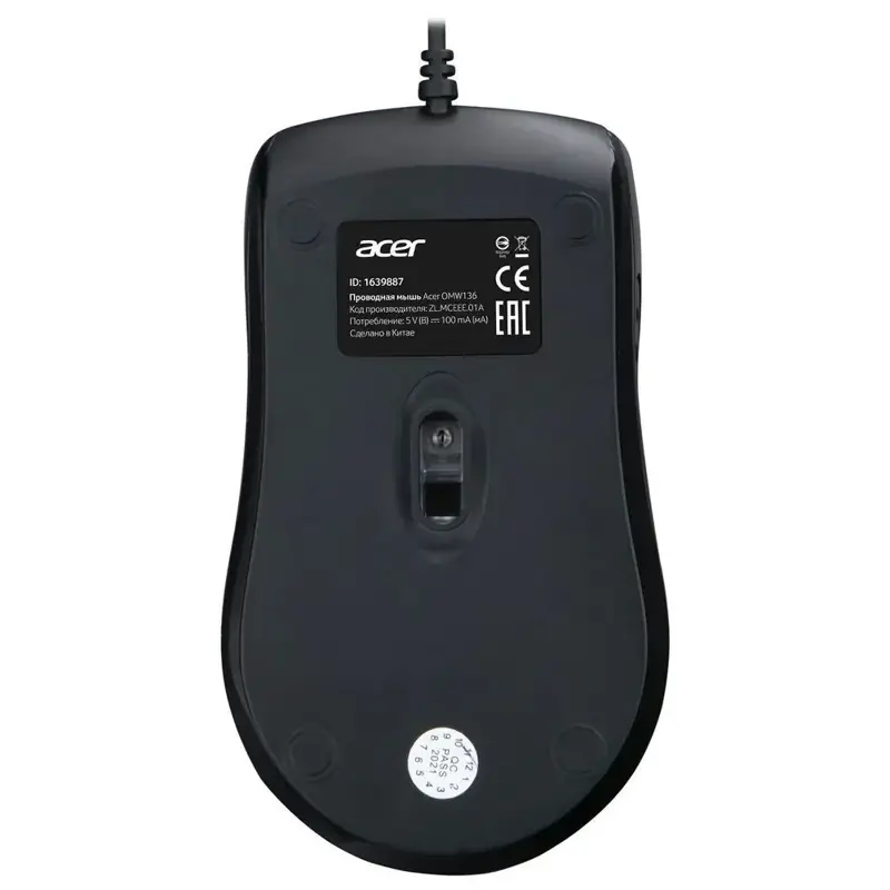 Мышь Acer OMW136 черный оптическая 1200dpi USB 3but (ZL.MCEEE.01A)