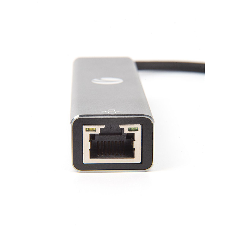Кабель-концентратор USB 3.1 Type-Cm --> RJ-45+3port USB3.0(f)  Aluminum Shell VCOM