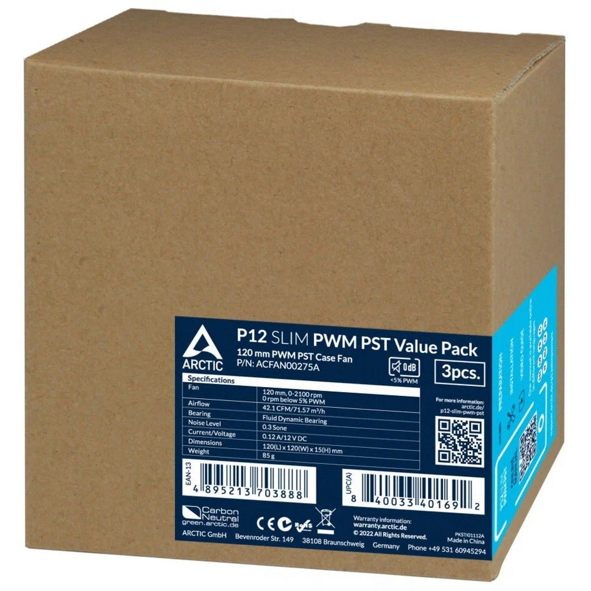 Case fan  ARCTIC P12 SLIM PWM PST -3 Pack ACFAN00275A