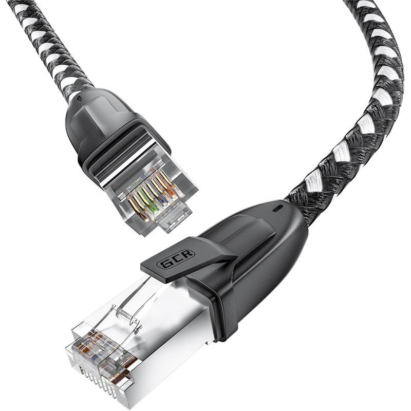 Greenconnect RJ45(m) - RJ45(m) Cat. 6 UTP нейлон 5.0м чёрно-белый