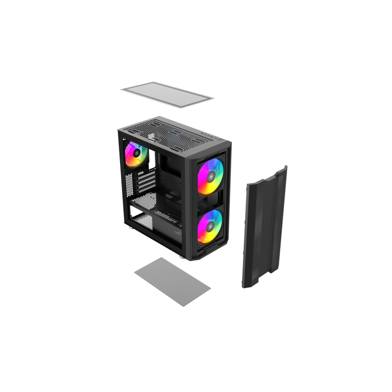Корпус SAMA S30 Black, Midi-Tower, TG, 2x140mm + 1x120mm ARGB, 1xUSB 3.0 + 1xUSB 3.1 Type-C, mATX, m