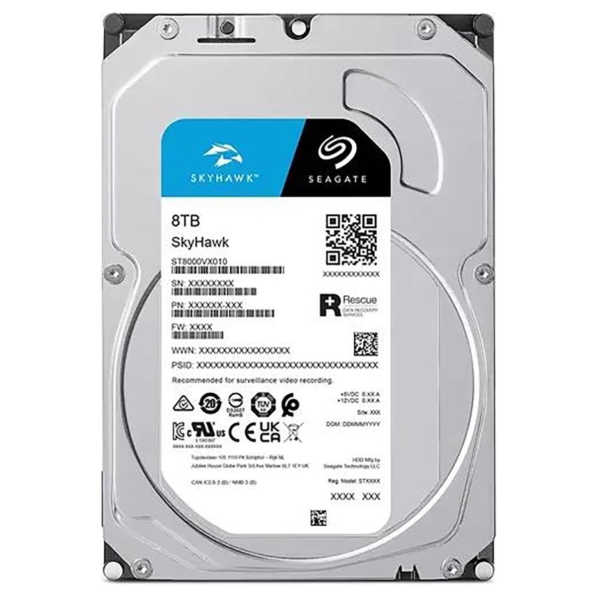 Жесткий диск Seagate SATA-III 8TB ST8000VX010 Surveillance Skyhawk 4KN (7200rpm) 256Mb 3.5"