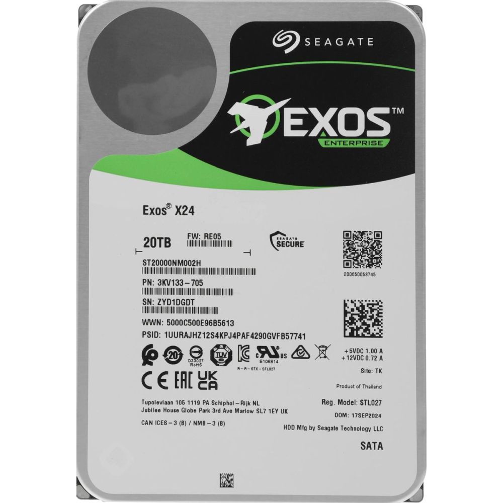 Жесткий диск Seagate SATA-III 20TB ST20000NM002H Server Exos X24 4KN (7200rpm) 512Mb 3.5"