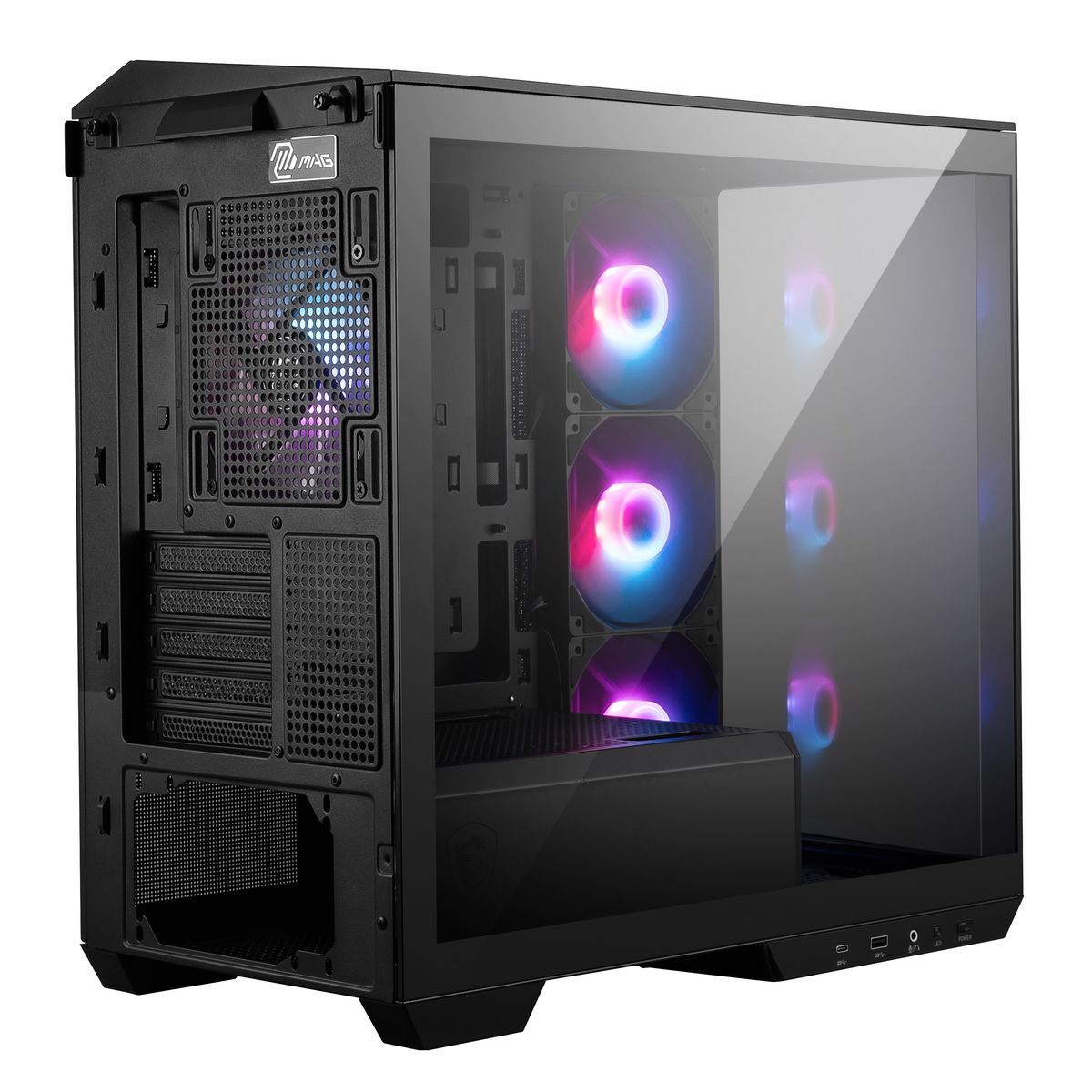 Корпус MSI MAG Pano M100R PZ , Micro-ATX, 1xUSB 3.2 Gen 1, 1xUSB 3.2 Gen2 Type-C, 4x120mm ARGB Fan, 