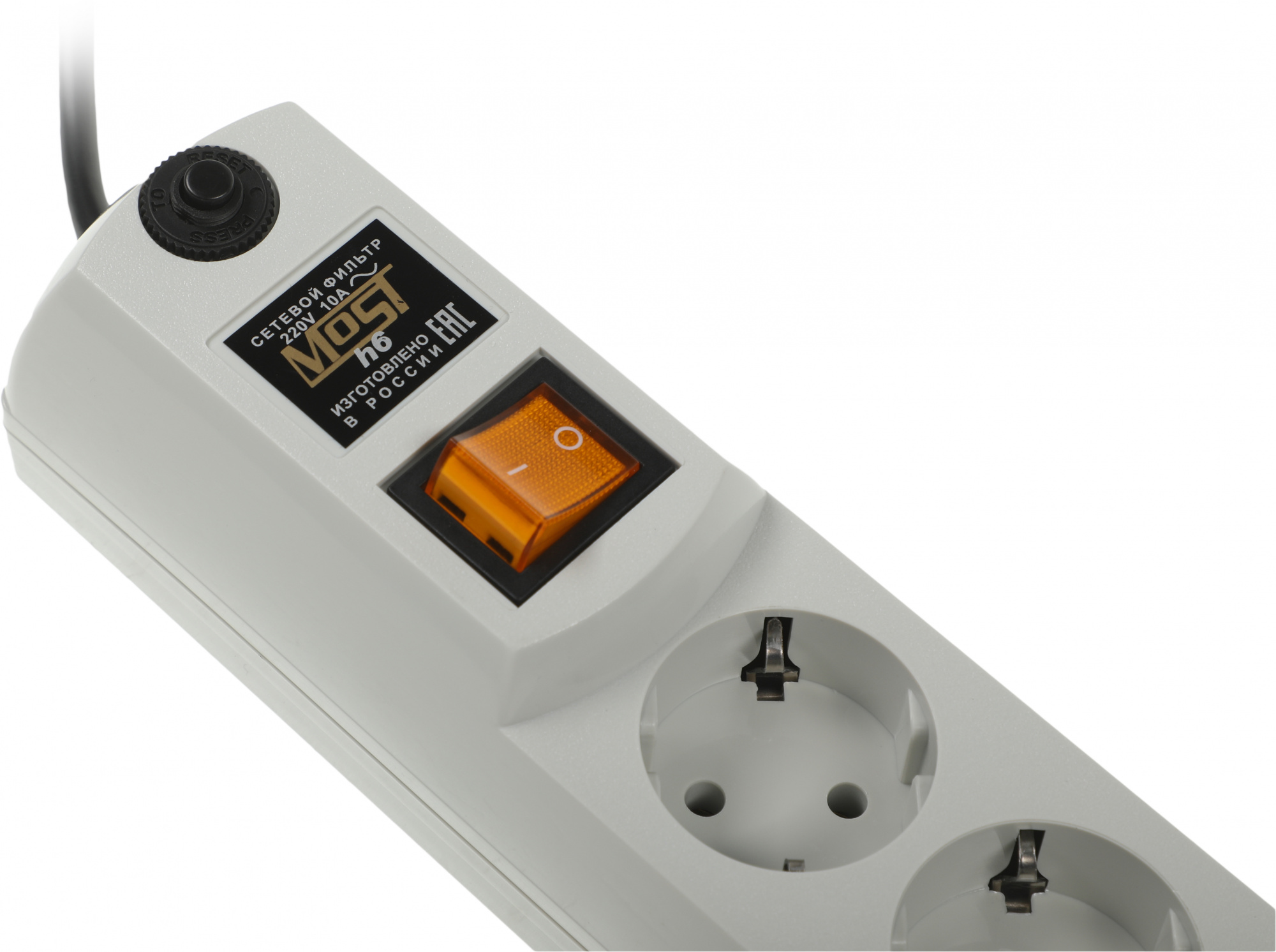 Сетевой фильтр Most H6 2м (6 розеток) белый (коробка)