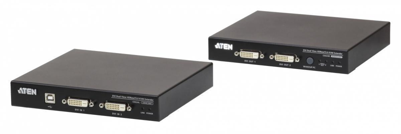 КВМ переключатель ATEN HDBaset2.0  USB 2.0 Dual DVI KVM EXTENDER W/EU ADP.