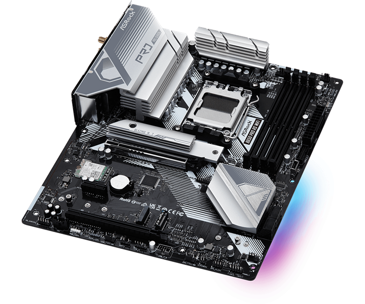 Материнская плата ASROCK B650 PRO RS WIFI, AM5, B650, 4*DDR5, 4*SATA, 3*M.2, 3*USB 3.2, 6*USB 2.0, T