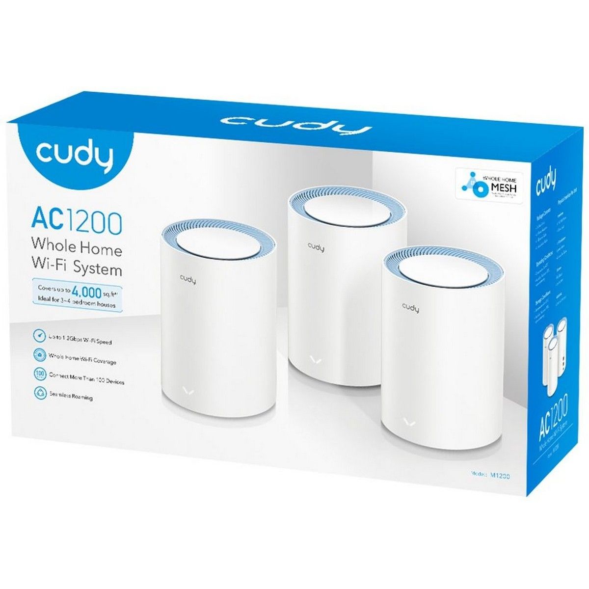 Бесшовный Mesh роутер Cudy M1200 (M1200(3-PACK)) AC1200 10/100BASE-TX белый (упак.:3шт)