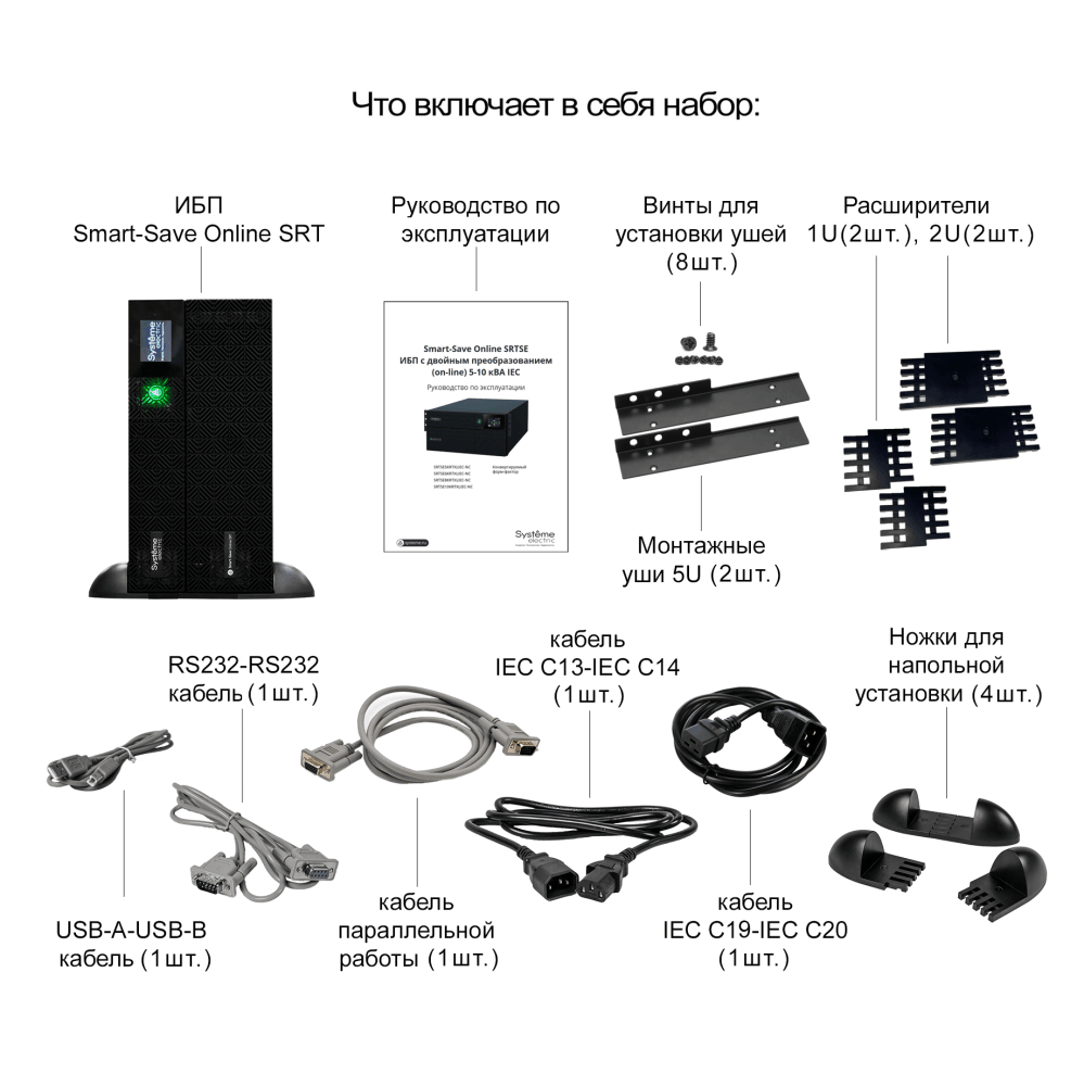 Источник бесперебойного питания Systeme Electriс SRT SRTSE5KRTXLIEC-NC 5000Вт 5000ВА черный