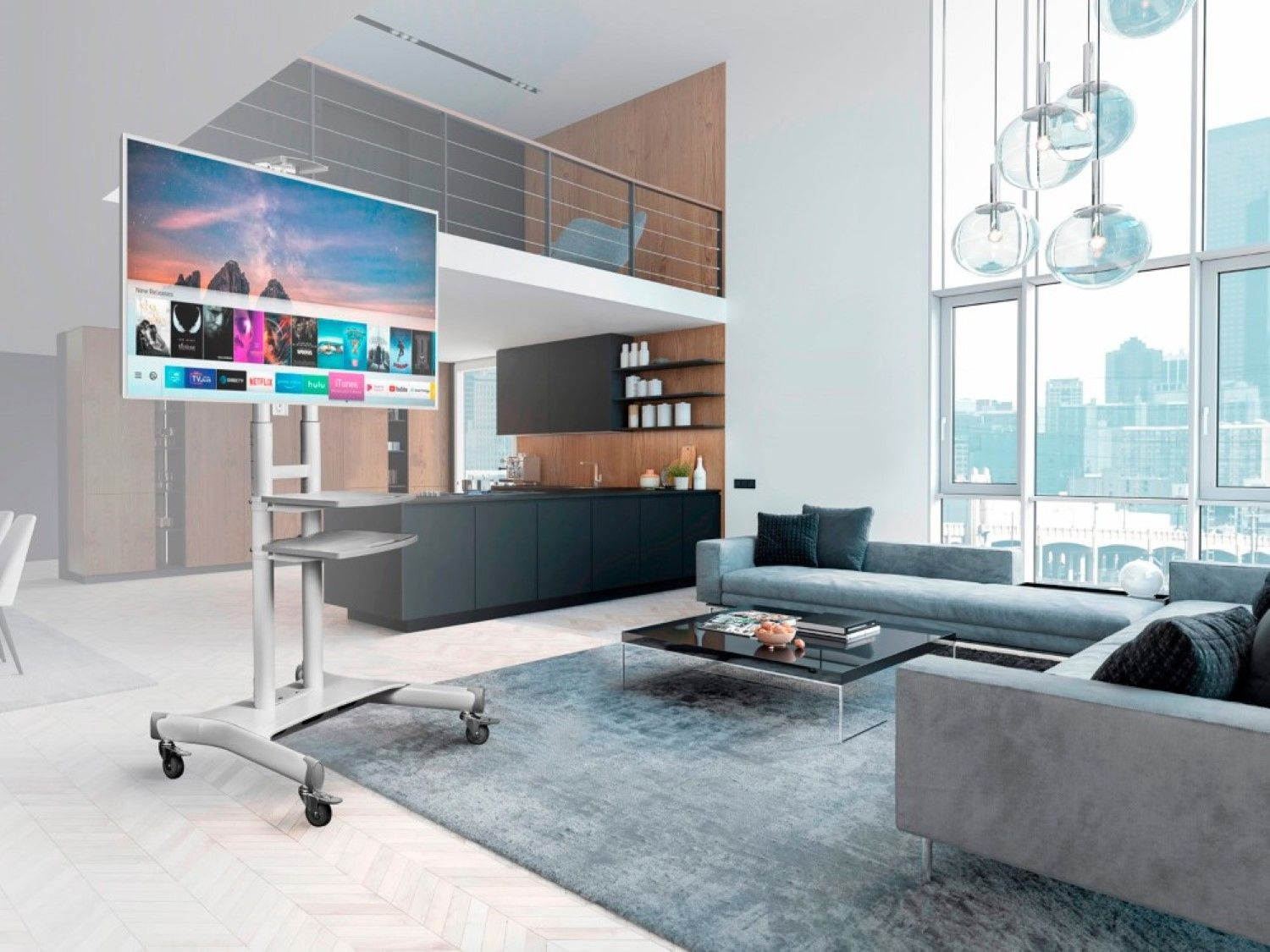 Подставка для телевизора Onkron TS1881 белый 50"-86" макс.90.9кг напольный мобильный