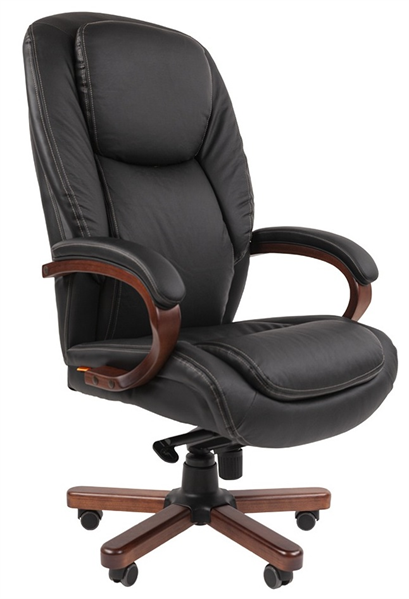 Офисное кресло Chairman 408 Россия  нат.кожа/экокожа черная (мультиблок)