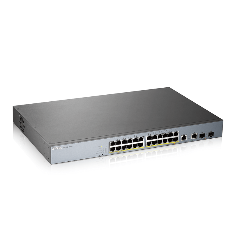 Коммутатор Zyxel GS1350-26HP-EU0101F (L2) 24x1Гбит/с 2xКомбо(1000BASE-T/SFP) 24PoE+ 375W управляемый