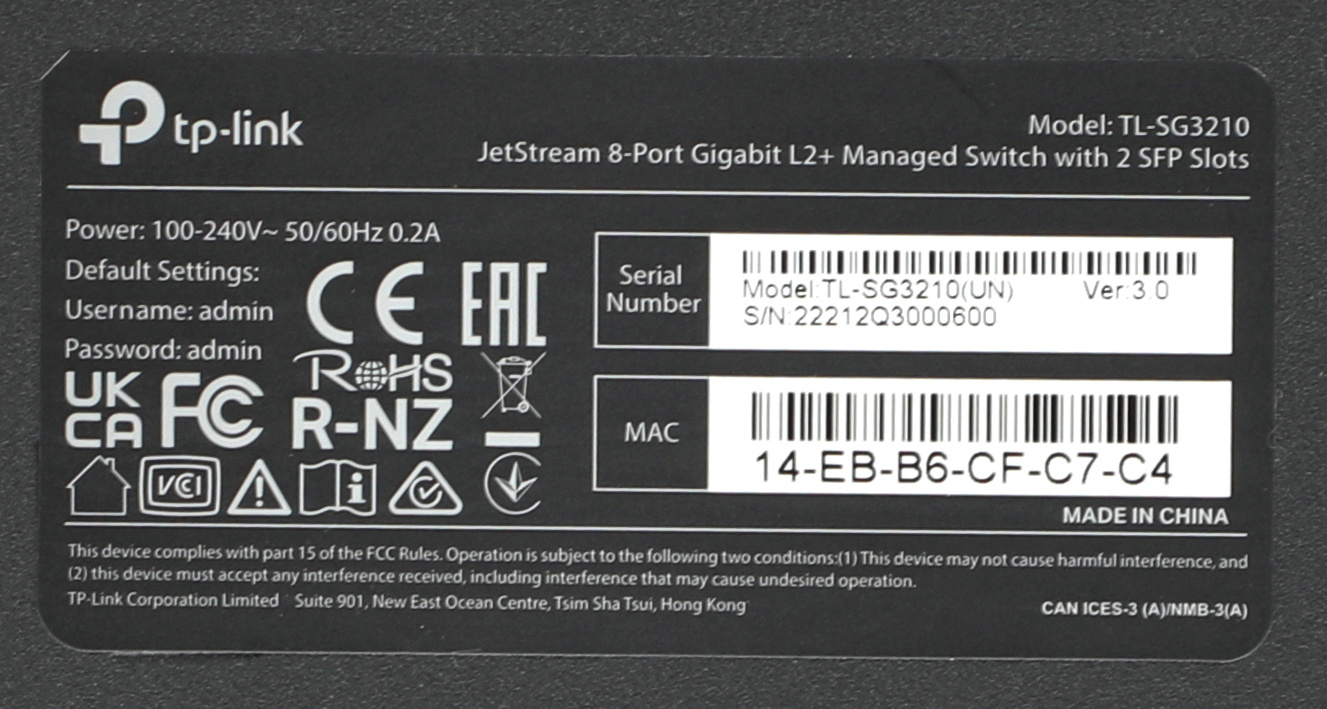 Коммутатор TP-Link SG3210 8x1Гбит/с 2SFP управляемый