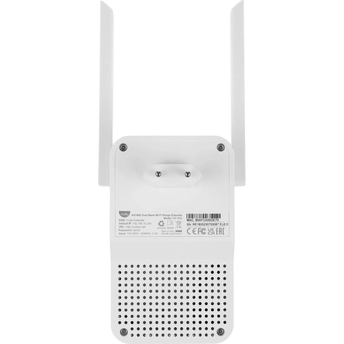 Повторитель беспроводного сигнала Cudy RE1800 AX1800 10/100/1000BASE-TX/Wi-Fi белый