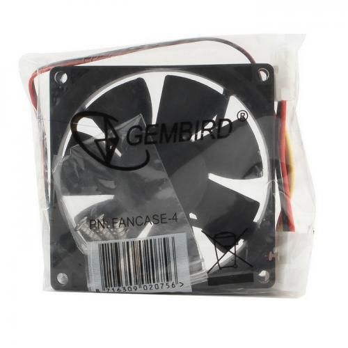 Gembird Вентилятор для корпуса 80x80x25mm, широкий разъем 4pin [8025K/FANCASE-4]