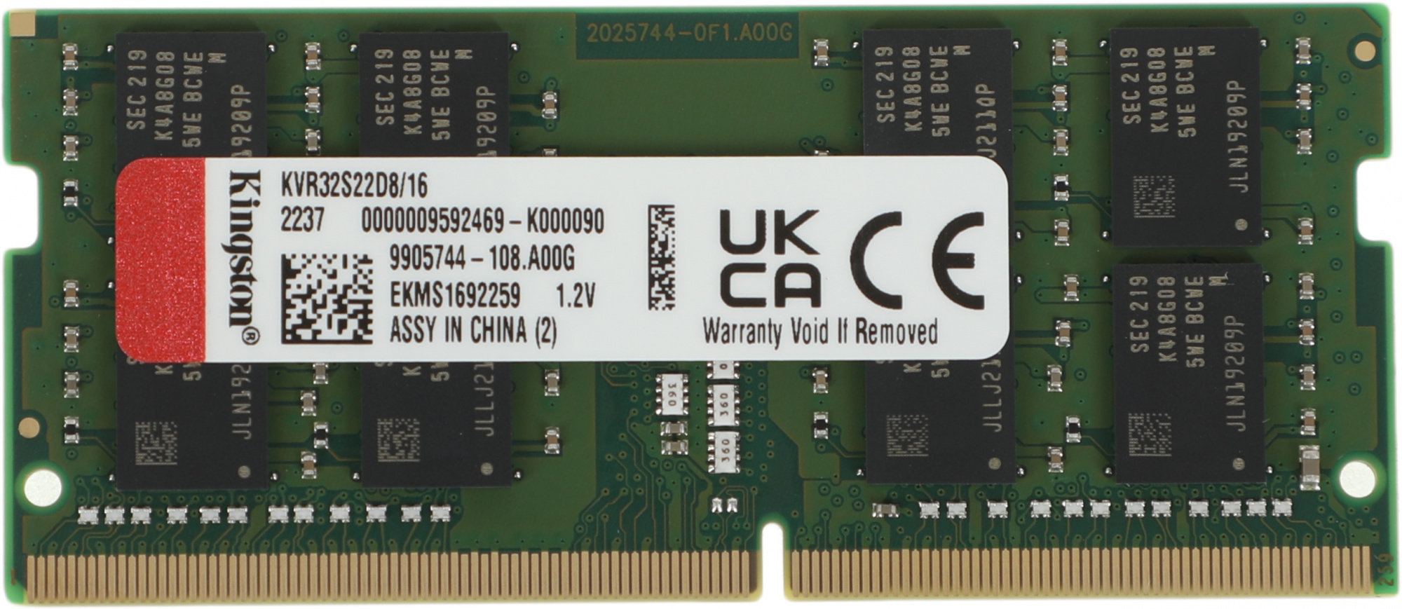 Память DDR4 16Gb 3200MHz Kingston KVR32S22D8/16 VALUERAM RTL PC4-25600 CL22 SO-DIMM 260-pin 1.2В dua