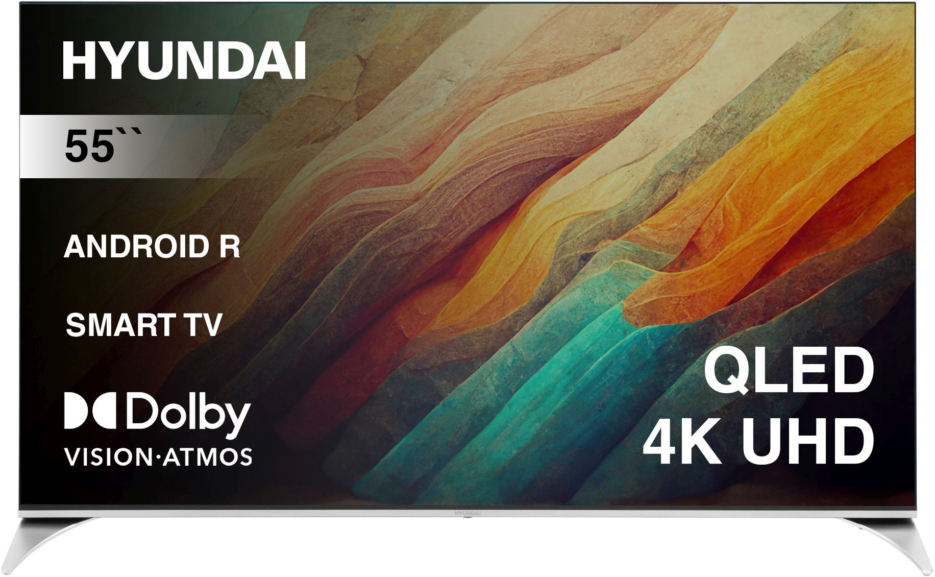 Телевизор QLED Hyundai 55" H-LED55QBU7500 Android TV Frameless черный/серебристый 4K Ultra HD 60Hz D