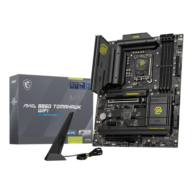 Материнская плата MSI MAG B860 TOMAHAWK WIFI Soc-1851 Intel B860 4xDDR5 ATX AC`97 8ch(7.1) 5Gigabit 