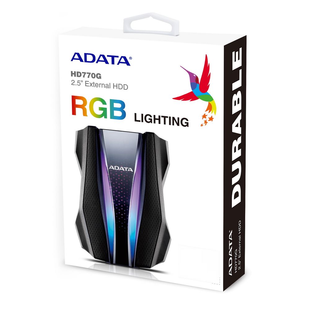 Жесткий диск внешний ADATA HD770G AHD770G-2TU32G1-CBK 2TB 2.5" USB 3.2 Gen 1, RGB, Military-gra