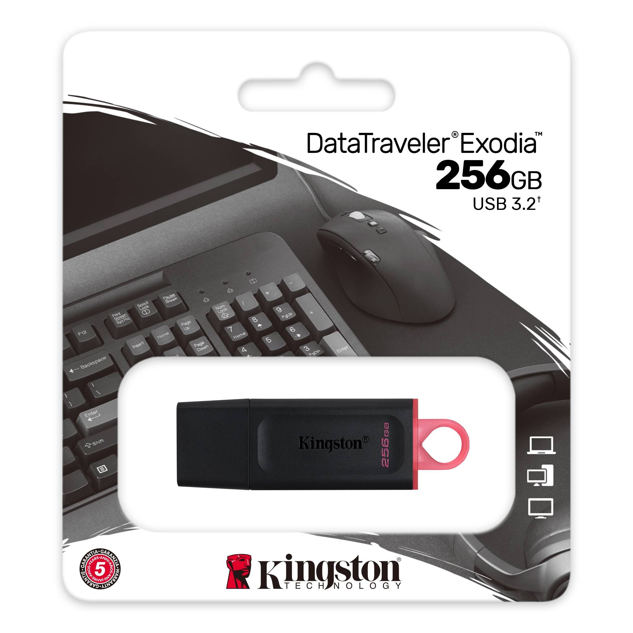 Флеш Диск Kingston 256Gb DataTraveler Exodia DTX/256GB USB3.0 черный/красный
