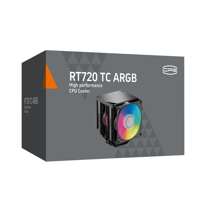Кулер для процессора PCCooler RT720 TC ARGB BK (270W, 4-pin PWM, 157.5mm, Al/Cu, 7x6mm, ARGB, 2x120m