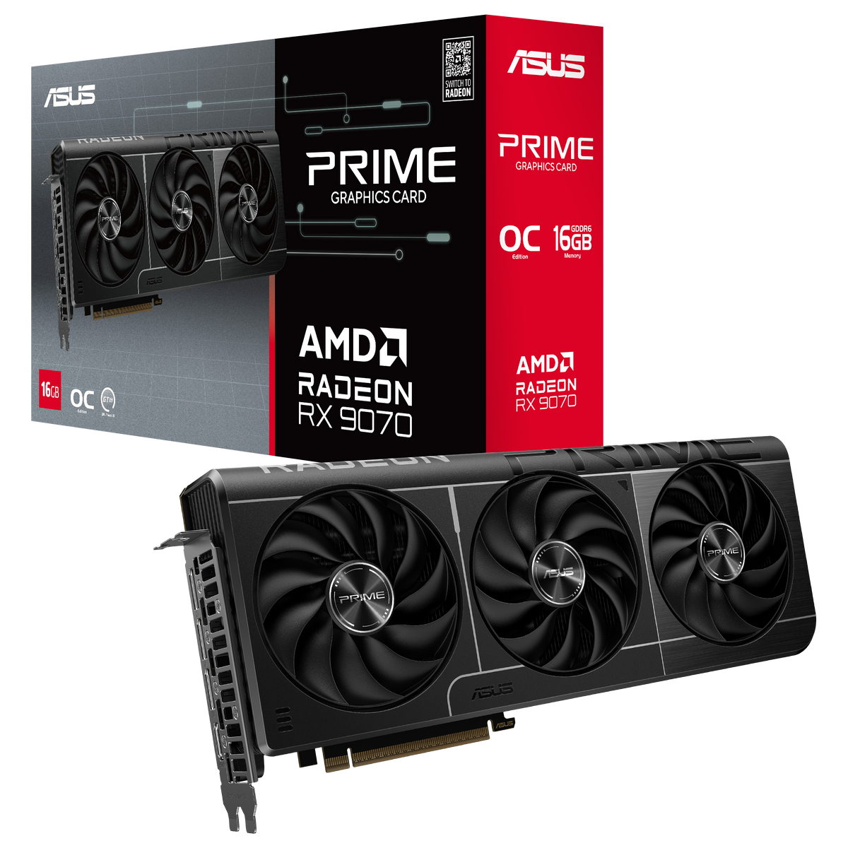 Видеокарта Asus PCI-E 5.0 PRIME-RX9070-O16G AMD Radeon RX 9070 16Gb 256bit GDDR6 2120/20000 HDMIx1 D