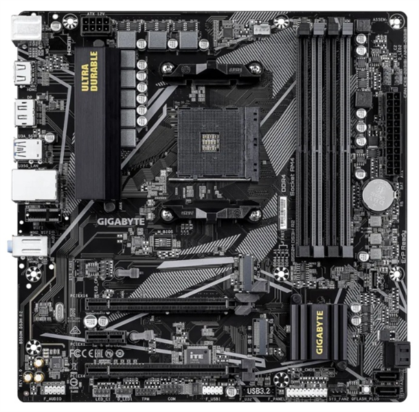 Материнская плата Gigabyte B550M DS3H R2 Soc-AM4 AMD B550 4xDDR4 mATX AC`97 8ch(7.1) GbLAN RAID+HDMI