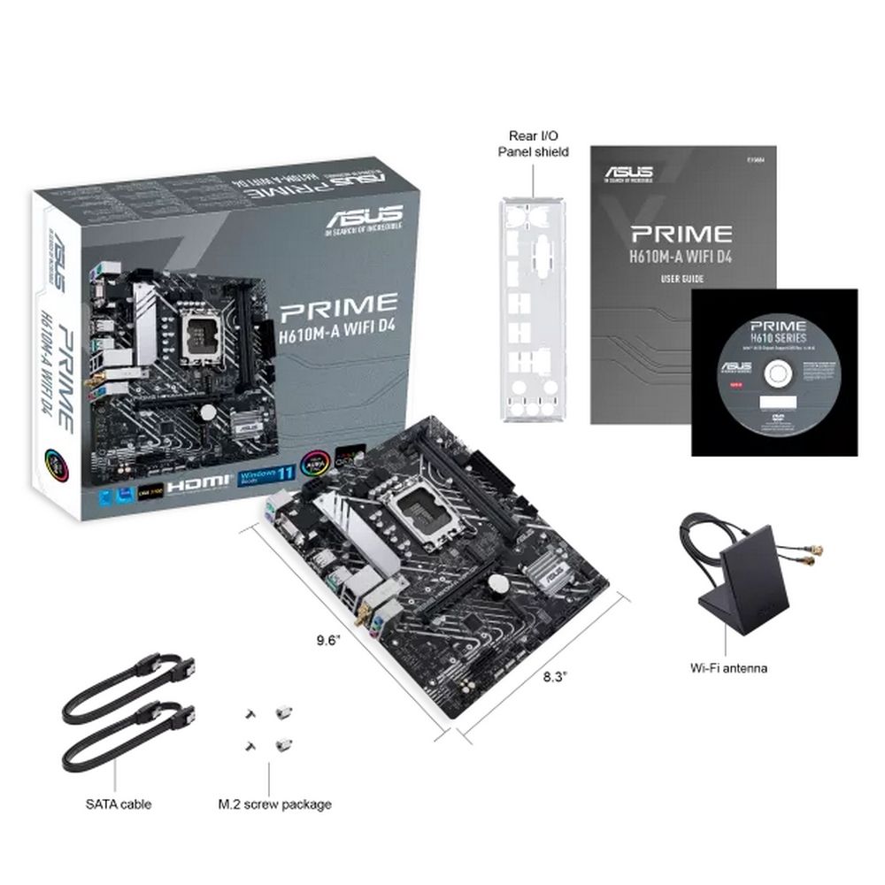 Материнская плата ASUS PRIME H610M-A WIFI D4 LGA1700 mATX 2xDDR4 PCIEx16 PCIEx1 2xM.2 DP HDMI VGA GL