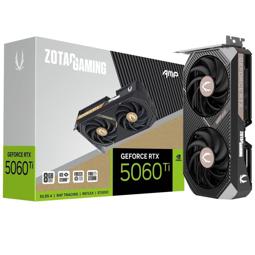 Видеокарта Zotac PCI-E 5.0 RTX 5060TI 8GB AMP NVIDIA GeForce RTX 5060TI 8Gb 128bit GDDR7 2632/28000 
