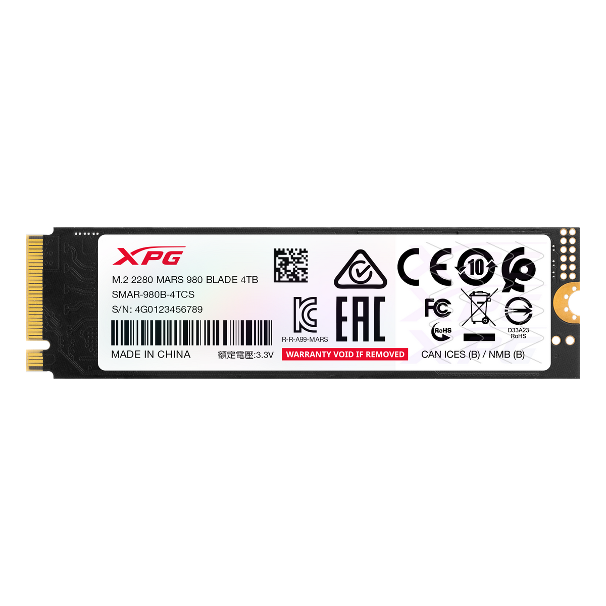 Накопитель SSD A-Data PCIe 5.0 x4 4TB SMAR-980B-4TCS Mars 980 Blade M.2 2280