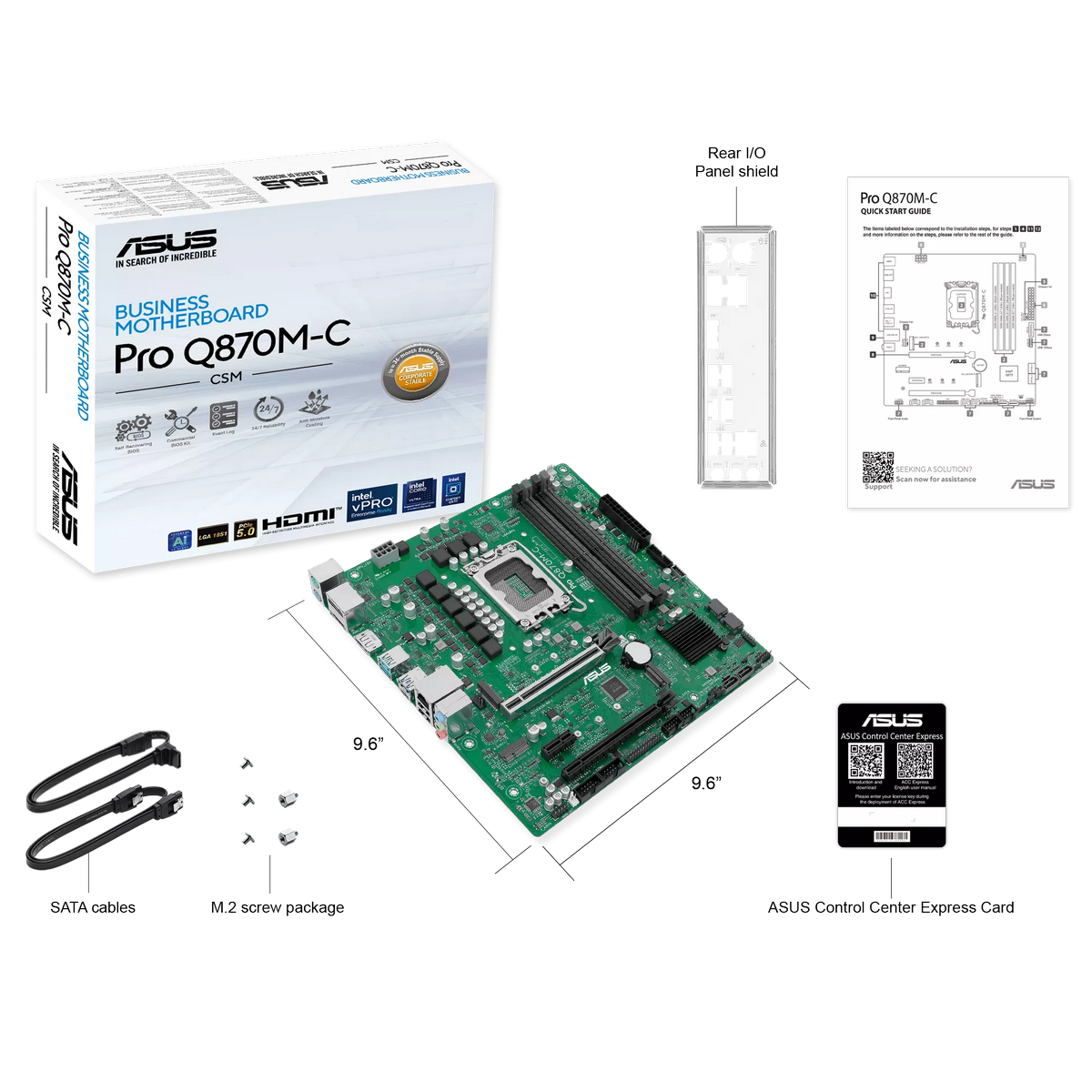 Материнская плата Asus PRO Q870M-C-CSM Soc-1851 Intel Q870 4xDDR5 mATX AC`97 8ch(7.1) GbLAN RAID+HDM