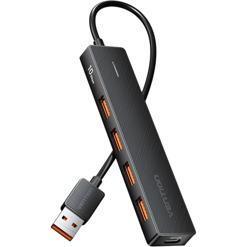 Концентратор Vention USB 3.2 Gen 2 на 4 порта Черный - 0.15м.