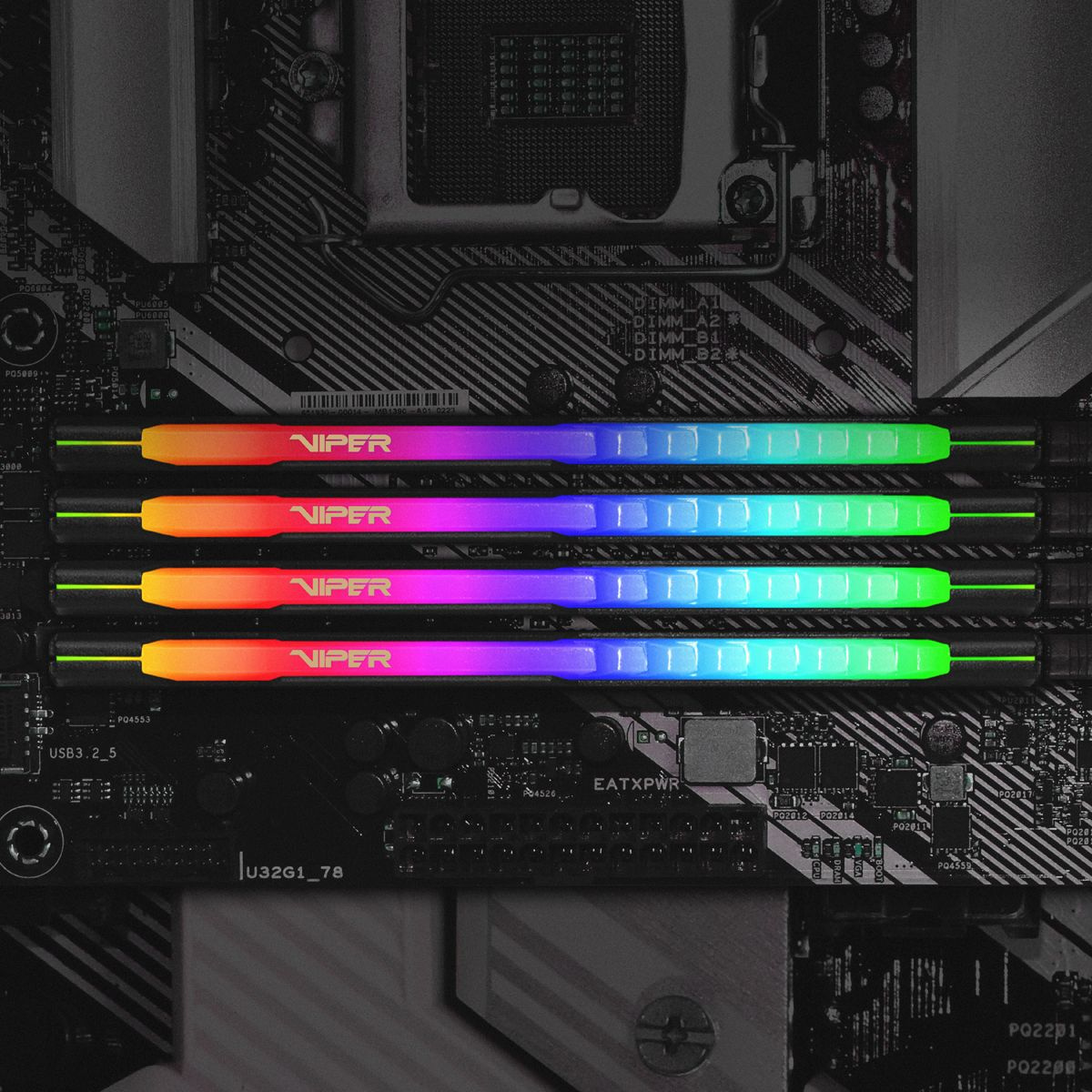 Память DDR4 2x32GB 3200MHz Patriot PVSR464G320C8K Viper Steel RGB RTL Gaming PC4-25600 CL18 DIMM 288