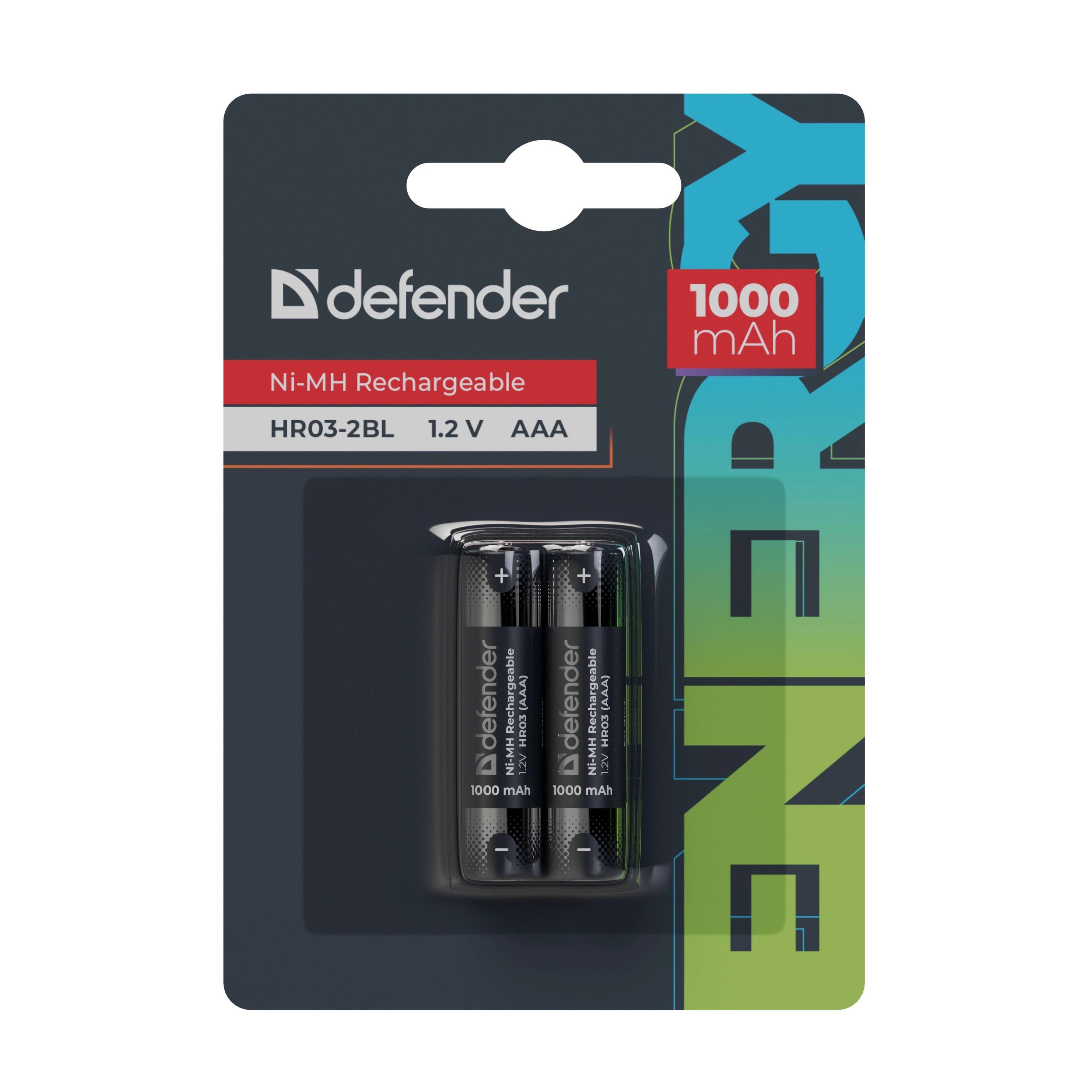 Defender Аккумуляторная батарея HR03-2BL 1000 mAh ААА, Ni-MH, блистер, 2 шт.