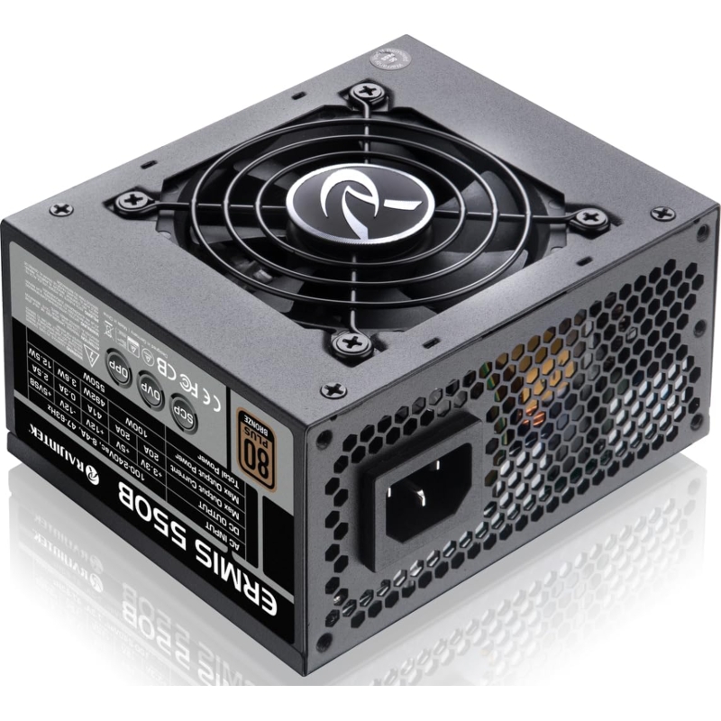 Блоки питания Raijintek ERMIS 550B, 550W 80+ Bronze (SFX, Non-modular, 1x24(20+4)pin, 1x4+4-pin CPU,