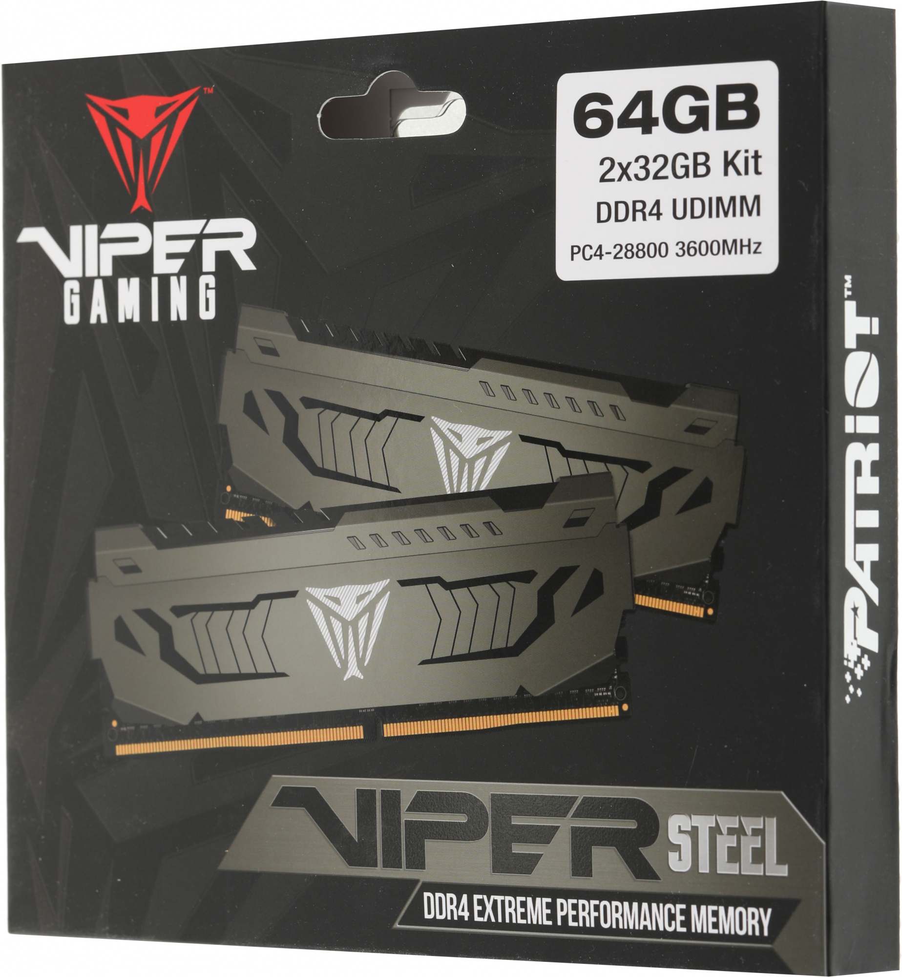 Память DDR4 2x32Gb 3600MHz Patriot PVS464G360C8K Viper Steel RTL Gaming PC4-28800 CL18 DIMM 288-pin 