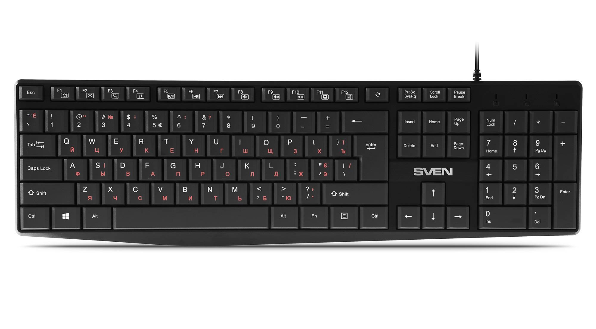 SVEN Клавиатура проводная KB-S305 чёрная (105 кл.+12Fn)