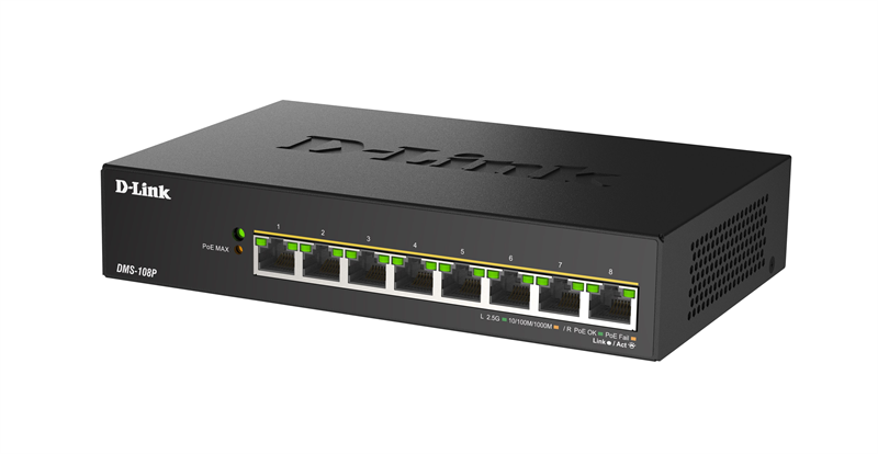 Коммутатор D-Link DMS-108P/A1A 8x2.5Гбит/с 8PoE 230W неуправляемый