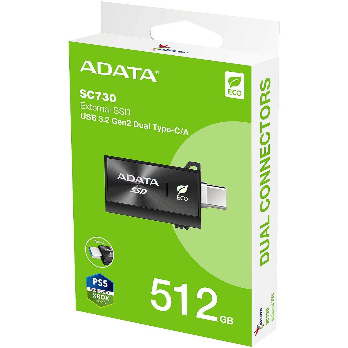 Накопитель SSD A-Data USB3.2 Gen2 512GB SC730-512G-CACTI SC730 черный
