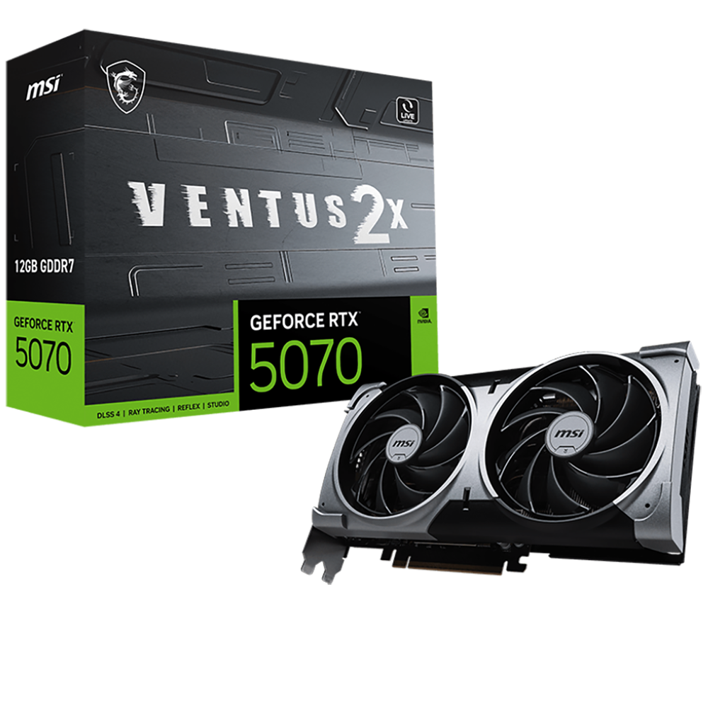 Видеокарта MSI PCI-E 5.0 RTX 5070 12G VENTUS 2X NVIDIA GeForce RTX 5070 12Gb 192bit GDDR7 2512/28000