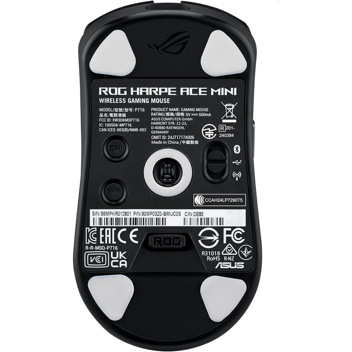 Мышь ASUS P716 ROG HARPE ACE MINI/BLK 49g 42,000DPI Bluetooth 5.1 2.4GHz 5buttons