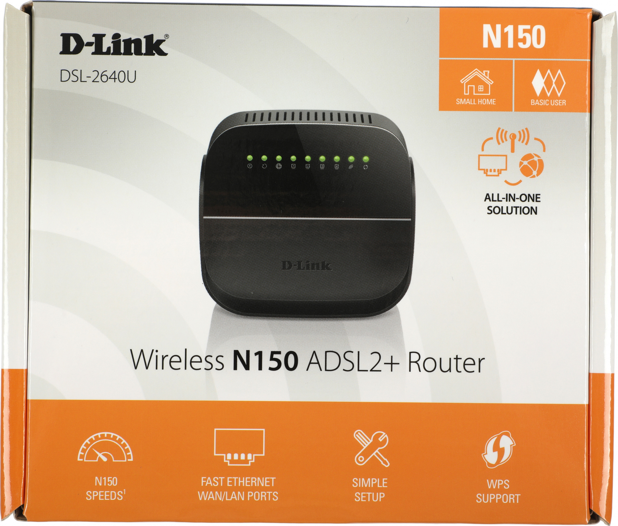 Роутер беспроводной D-Link DSL-2640U/R1A N150 ADSL черный